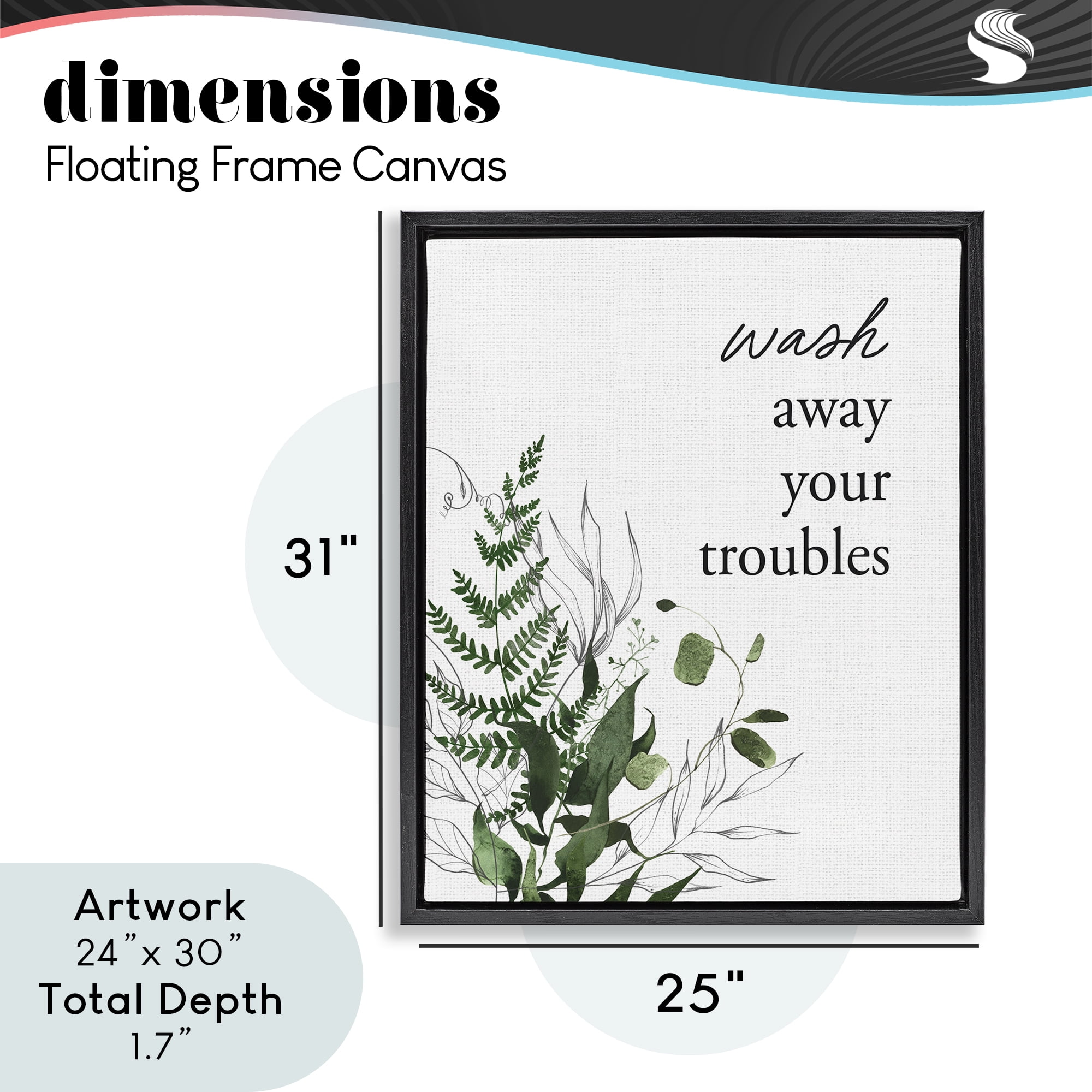 Forest Foliage Wash Away Black Framed Floater Canvas Wall Art, design by Lettered and Lined