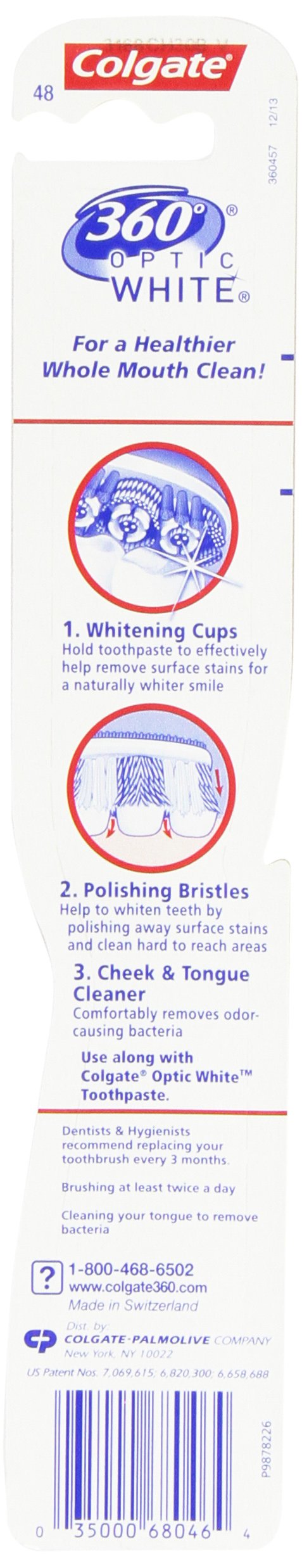 Colgate 360 Optic White Full Head Toothbrush, Medium (Pack of 18)