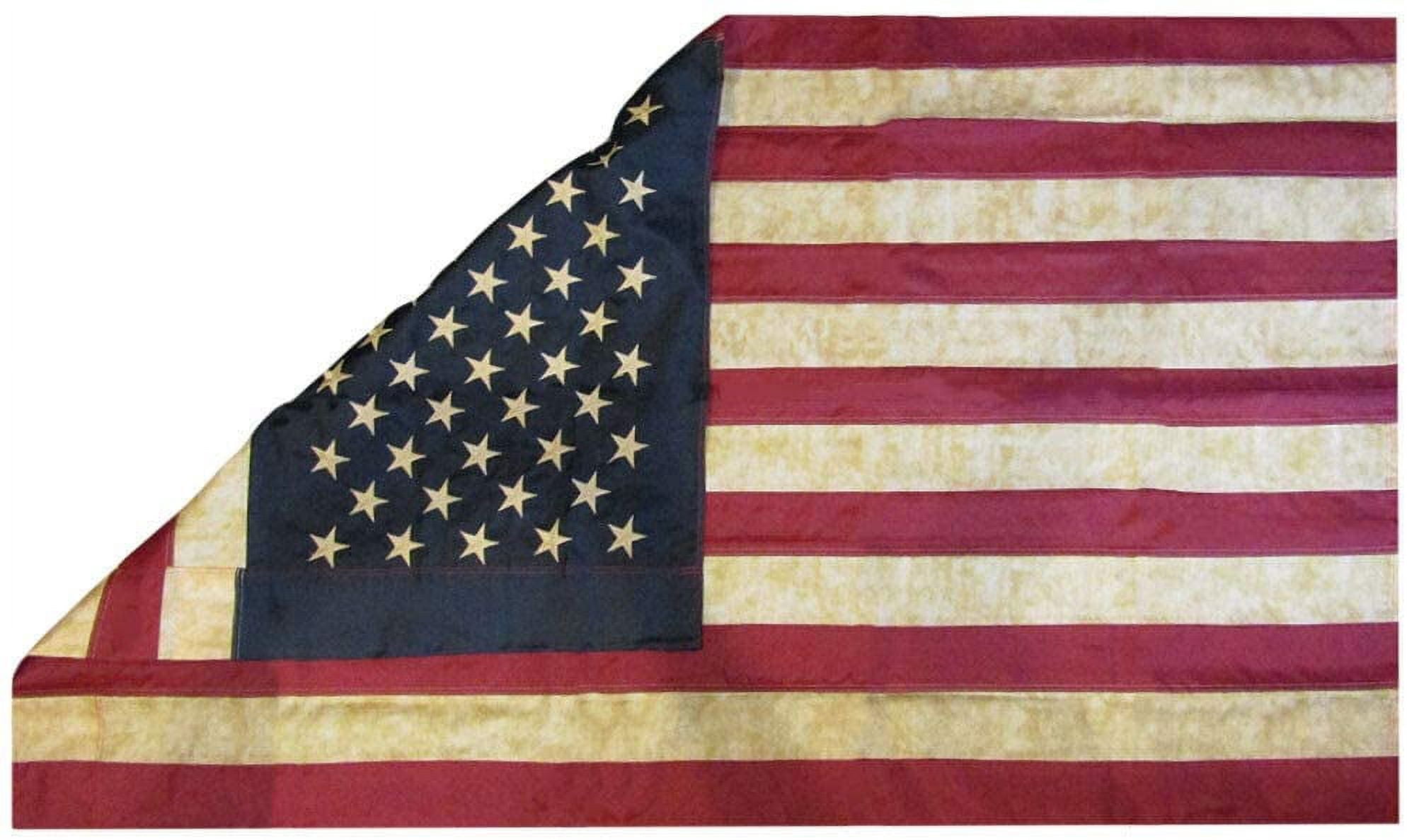 3x5 Tea Stained USA 50 Star Premium 3'x5' 330D Nylon Embroidered Sleeve Flag