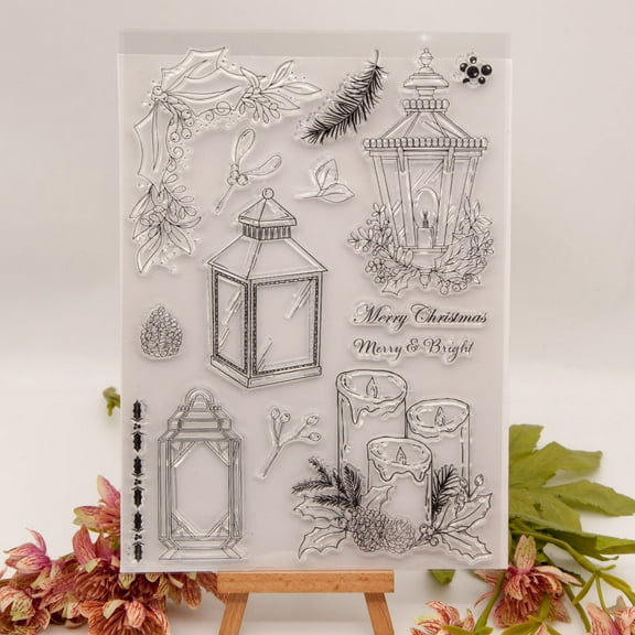 Ouginx 6.1 by 8.6 Inch Lantern Candle Clear Stamps for Card Making Scrapbooking Arts Crafts Decoration