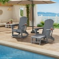 thumbnail image 3 of 4-in-1 Adirondack Rocking Chair, HDPE All Weather Outdoor Adirondacks Rocking Chair with Retractable Ottoman ＆ 2 Cup Holders, Multifunctional Patio Chair for Porch, Backyard, Pool, 3 of 8