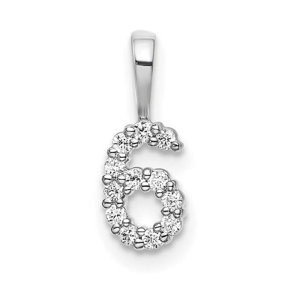 Finest Gold 14K White Gold Diamond Number 6 Pendant