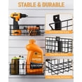 thumbnail image 3 of INCLY 30PCS Slatwall Accessories Set, Includes 4 Pack Ventilated Metal Wire Slatwall Baskets and 26PCS Multisized Heavy Duty Slatwall Hooks for Garage Rooms Shops Storage Organizing Display, 3 of 7