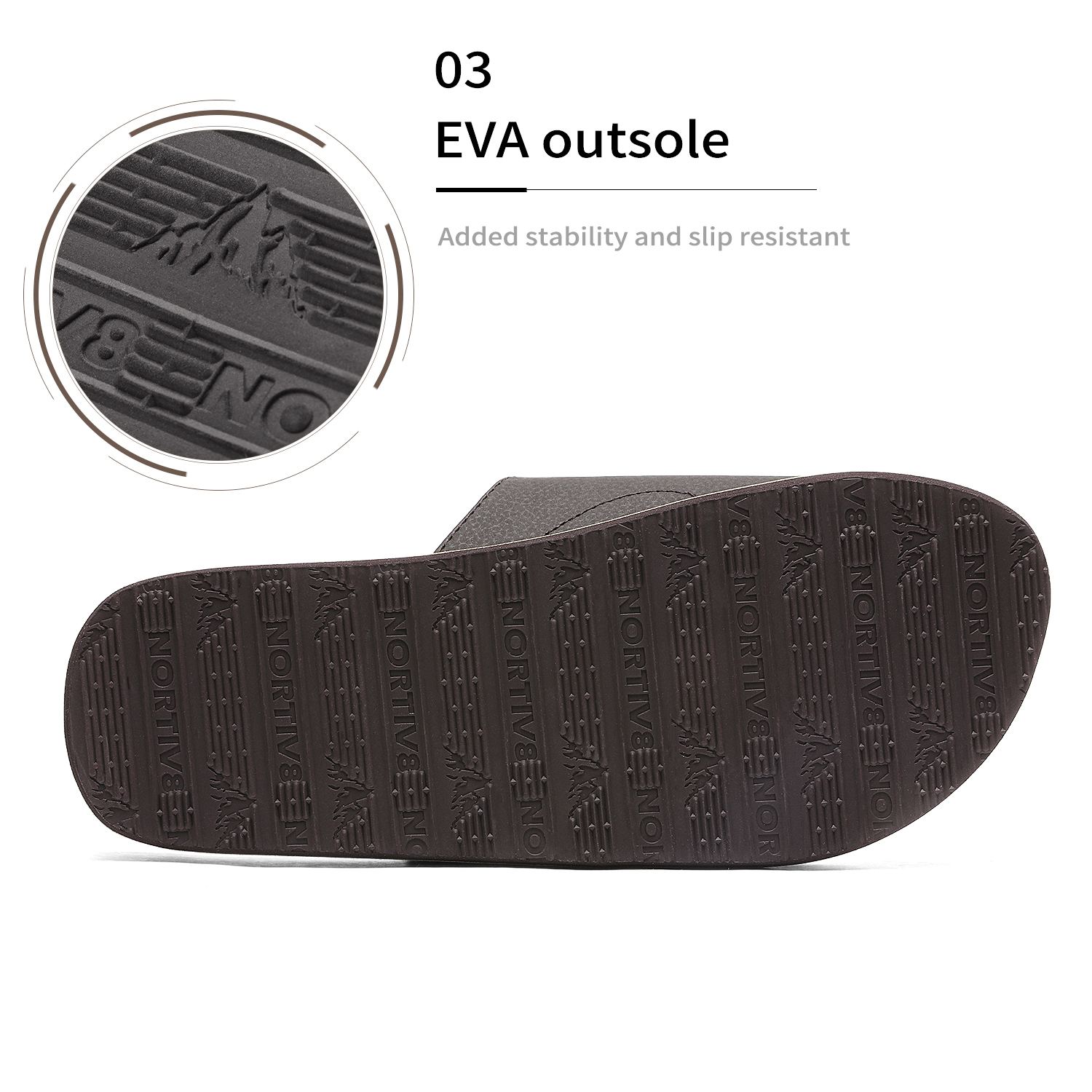Nortiv 8 Men's Memory Foam Adjustable Slide Sandals Comfort Lightweight Beach Shoes Summer Outdoor Slipper Fusion Dark/Brown Size 8 - image 3 of 5