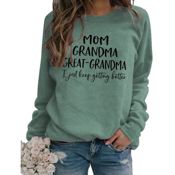 Mom Grandma Great Letters Sweatshirt Women Crewneck Long Sleeve Casual Loose Pullover Top Mothers Day T-Shirt
