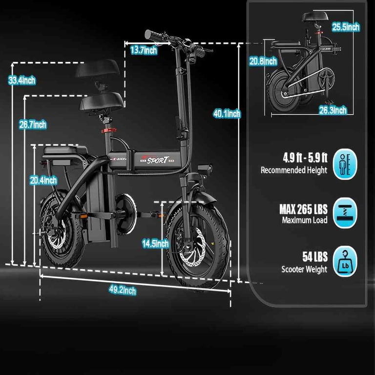 AZHAR 750W Foldable Electric Bike for Adults, 48V 10Ah Removable