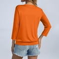 thumbnail image 5 of Womens 3/4 Sleeve Shirts Banded Bottom V Neck Summer Tops Loose Fit Casual Dressy Basic Tees Saffron S, 5 of 5