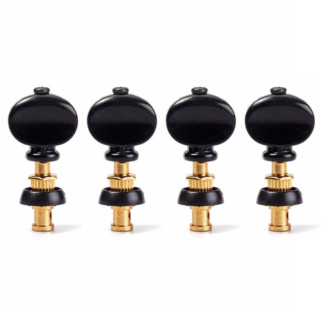 KAKOWELY tuning peg 4pcs String Tuning Pegs Keys Tuners Machine Head Pin Set for Ukulele Friction Tuners Parts White with Plastic Button (Black Gold)1.73"X0.79"X0.59"