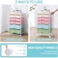thumbnail image 6 of Utility Cart with 5 Drawers,Storage Drawer Cart with Wooden Tabletop and Lockable Wheels,Craft Storage Trolley Cart,5-Tier Rolling Utility Cart on Wheels,Rainbow, 6 of 17