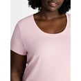 thumbnail image 4 of Terra & Sky Women's Plus Size Scoop Neck Rib Tee with Short Sleeves, Size 0X-5X, 4 of 5