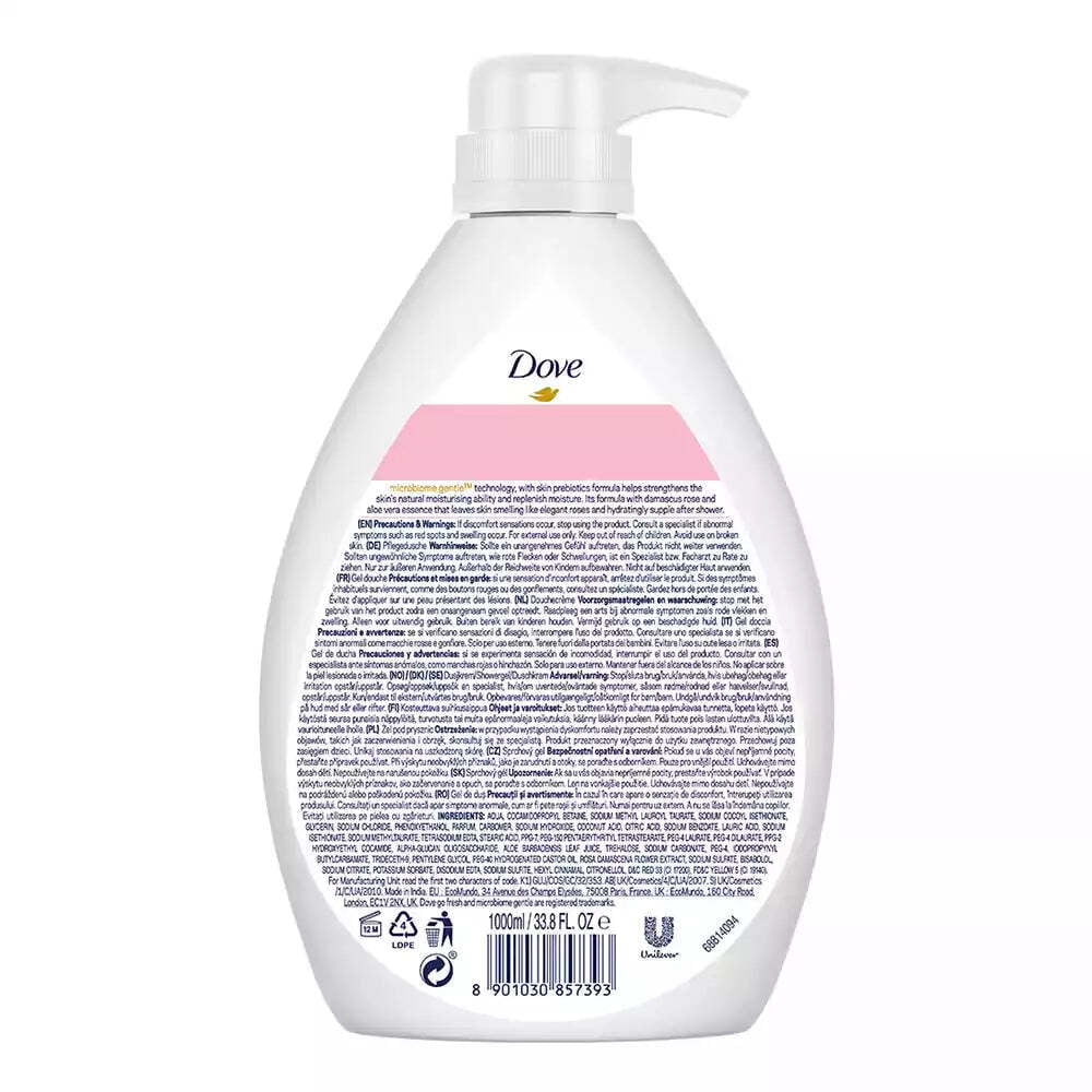 Dove Body Wash, Rose Soothing Rose and Aloe Vera Scent, 33.8 Ounce Pump Bottle-Pack of 2