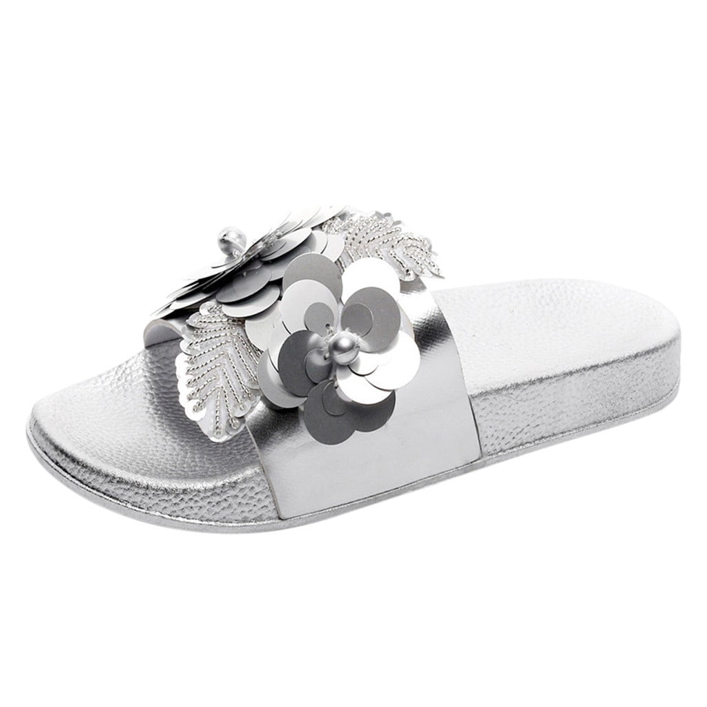 silver sparkly sliders