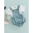 thumbnail image 3 of Faithtur Bébé Strappy Romper Costume Col Rond Manches Courtes T-Shirt Tops + Sangles Réglables Romper Ensemble de Deux Pièces, 3 of 9