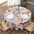 thumbnail image 3 of Beige Christmas Santa and Reindeer Pattern Round Tablecloth 60"x60",Wrinkle Wipeable Table Cloth for Kitchen Dining Room Picnic Patio Party, 3 of 6