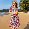 thumbnail image 4 of Balery Red Hawthorn Vestidos sueltos de manga corta para mujer, vestidos de verano 2025, vestidos casuales de corte A con vuelo., 4 of 6