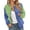 Blue, variant on Patchwork Color Block Cropped Jacket for Women, Full Zip Stand Collar, Trendy Streetwear Fashion Outerwear, 1 Piece, XS-6XL, Plus Size Friendly