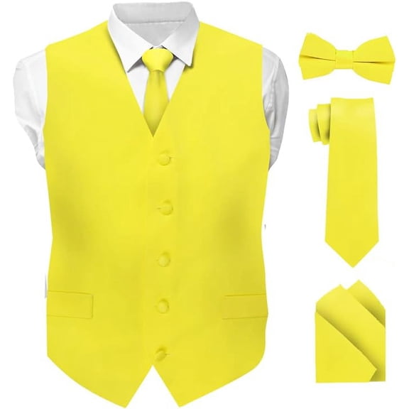 Vittorio Farina Solid Satin Vest Set (White Back)
