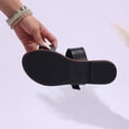 thumbnail image 6 of Womens Two Band Adjustable Buckle Slide Sandals Flat Faux Faux Leather Casual Summer Beach Shoes Black,Size 7.5, 6 of 6