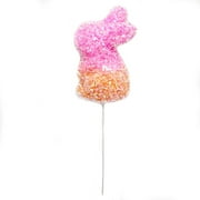 Way to Celebrate Pink Orange Ombre Tinsel Bunny Pick, 10-inch Easter Decoration