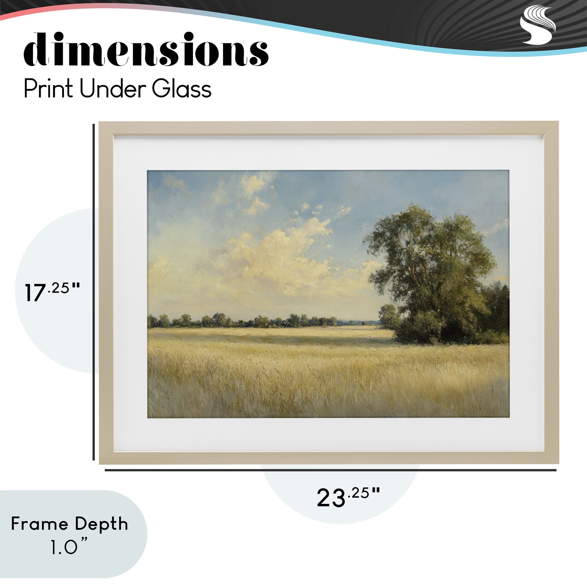 Stupell Industries Serene Wheat Field at Noon Birch Framed Print Under Glass, design by Petal Prints Design