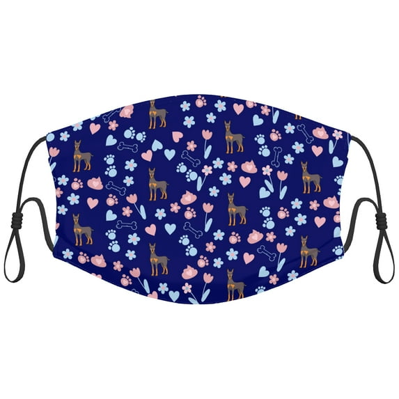 Cute Deutsch Pinscher Dog Graphic Printed Cloth Face Masks Reusable Washable Adjustable for Child (5 PCS)