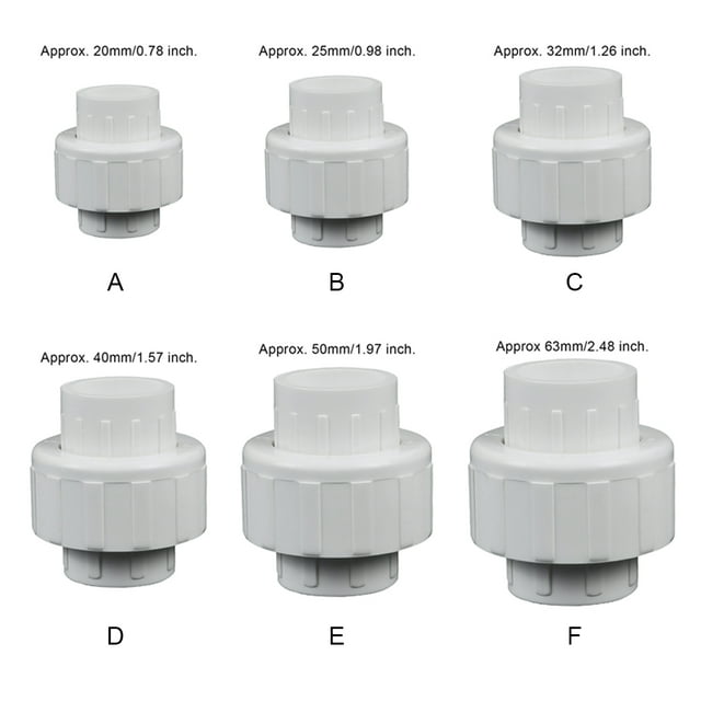 pitrice Home Hotel Aquarium PVC Pipe Union Connector Replacement Irrigation Threaded Interface Water Hose Equal Connectors 20mm 2Set