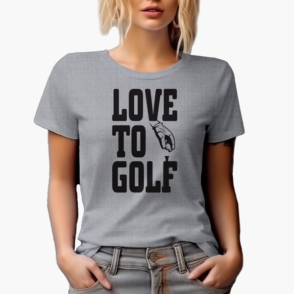 Love to Golf Quote with a Hand Wearing a Glove & Holding a Ball, Golf Player, Golfing or Golfer Themed Merch Gift, Heather Grey T-Shirt, S