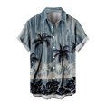 thumbnail image 1 of Camisas Para Hombre Manga Larga Camisa de manga corta con estampado digital 3d de ocio de tendencia de moda de playa de turismo de vacaciones de verano para hombres (Navy, XL), 1 of 3