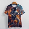 thumbnail image 3 of Astronauts Play Guitar in Space Women's Short Sleeve Tops Casual Blouses T Shirt, 3 of 6