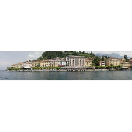 Buildings at the waterfront Lake Como Bellagio Como Lombardy Italy Stretched Canvas - Panoramic Images (44 x