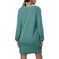 thumbnail image 2 of Fashnice Robe Chandail pour Femmes en Molleton, Robe Chandail en Peluche Mini, Robes Décontractées d'Hiver Vert Pois, Couleur 3TG, 2 of 4