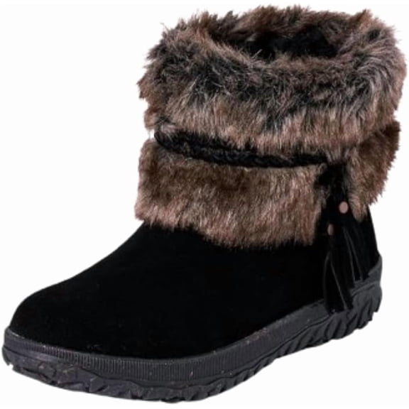 Minnetonka Women's Everett 2 Suede Faux Fur Boots, Black, Size 9