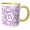 Yellow/White, variant on 3drose, Letter W in Circle over Swirly Floral Pattern in Purple and White, 11oz Two-tone Black Mug