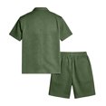 thumbnail image 4 of CONZONE Mens 2 Peice Beach Outfits Solid Color Short Sleeve Buttons Up Shirts Shorts Sets Breathable Summer Tracksuits, 4 of 7