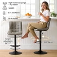 thumbnail image 4 of FIRAVOE Counter Height Bar Stools Set of 4 (High Back) Adjustable Height Swivel Barstools, Faux Leather Bar Chairs for Kitchen Island, Gray, 4 of 9