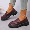 thumbnail image 2 of Hinvhai Womens Penny Loafers Comfortable Dressy Platform Shoes for Women Business Women Casual Work Shoes Wine 6(37), 2 of 9