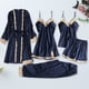 thumbnail image 2 of Gibobby Pijamas mujer invierno Conjunto de encaje suelto y cómodo para dormir con tirantes de seda para mujer, camisón para el(Marina,G), 2 of 3