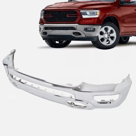 For Ram 1500 2019-2024 Chrome Steel Front Bumper Face Bar W/ Fog Light Holes