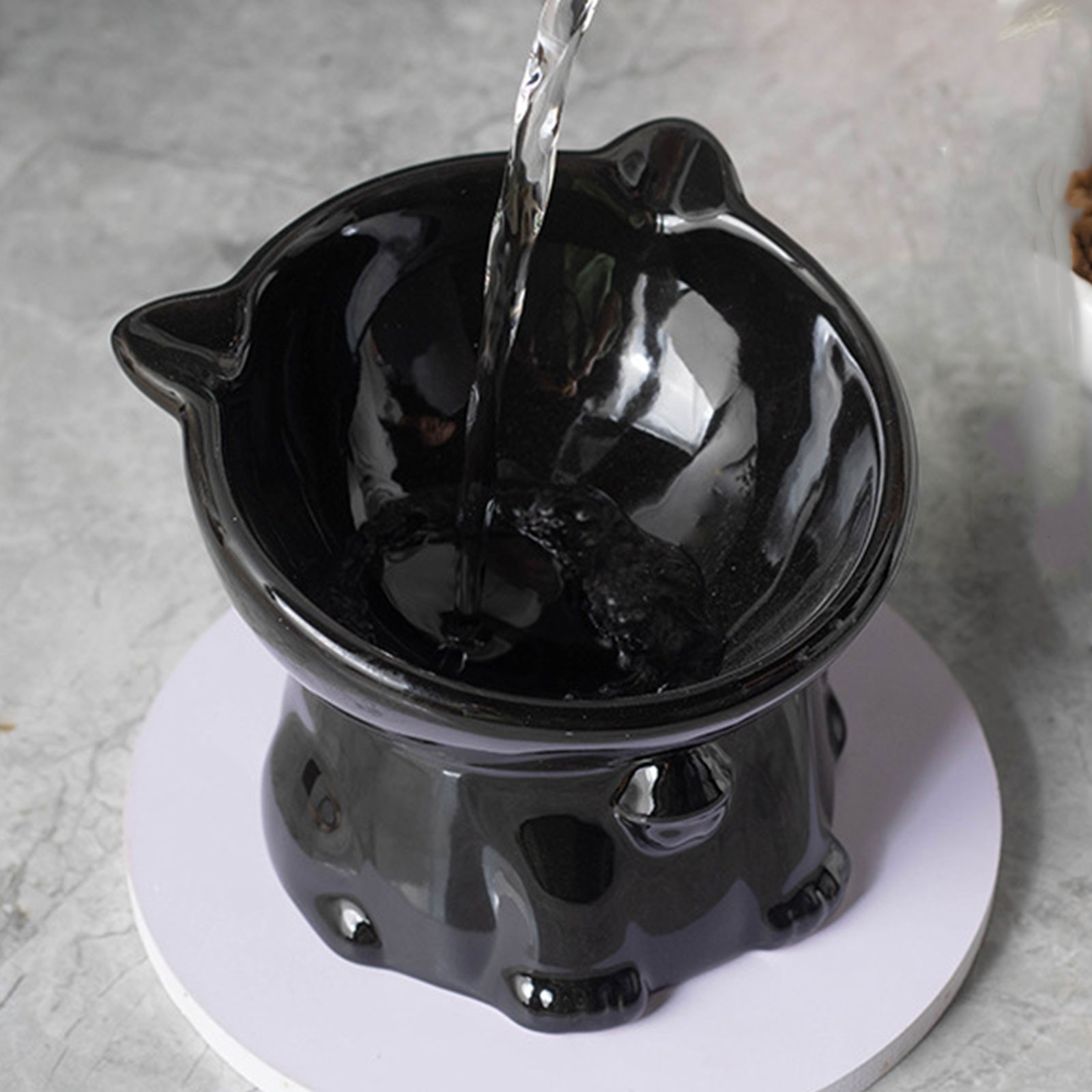 Elevated Ceramic Cat Bowl Anti Vomiting Whisker Friendly Pet Food Water Dish Wide Shallow Feeding Bowl Neck Protection Design for Cats Small Pets Healthy Dining Feeder Dish