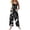 #15Black, variant on Women's Halloween Witch Book Pumpkin Bat Print Adjustable Strap Bib Overalls Wide Leg Jumpsuit With Pockets Brown 2XL