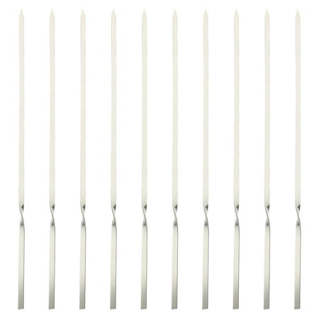 

HOMEMAXS 10Pcs Professional Flat Skewers Convenient Grill Skewers Reusable BBQ Skewers Outdoor Accessory