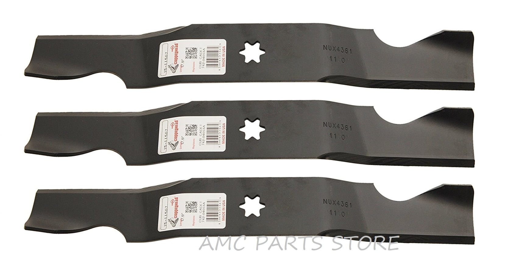 Set of 3 Heavy Duty Blades Compatible With Cub Cadet 74204053, 742