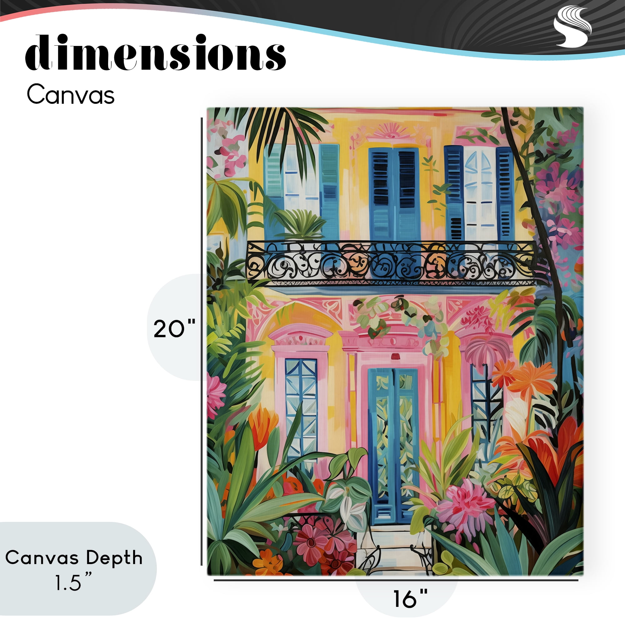 Stupell Industries Colorful Facade with Tropical Garden Canvas Wall Art, design by LSR Design Studio