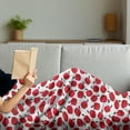 thumbnail image 3 of Autumn Soft Flannel Fleece Throw Blanket, Watercolor Look Hand Drawn Warm Colored Ripe Apples Minimal Pattern, Cozy Plush for Indoor and Outdoor Use, 70" x 90", Dark Pink and Dark Coral, by Ambesonne, 3 of 5