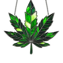 Maple Leaf Suncatcher - Stained Glass Window Hanging with Glitter Details, Fall Ornaments for Thanksgiving Decor, Autumn Leaf Window Wall Decorations