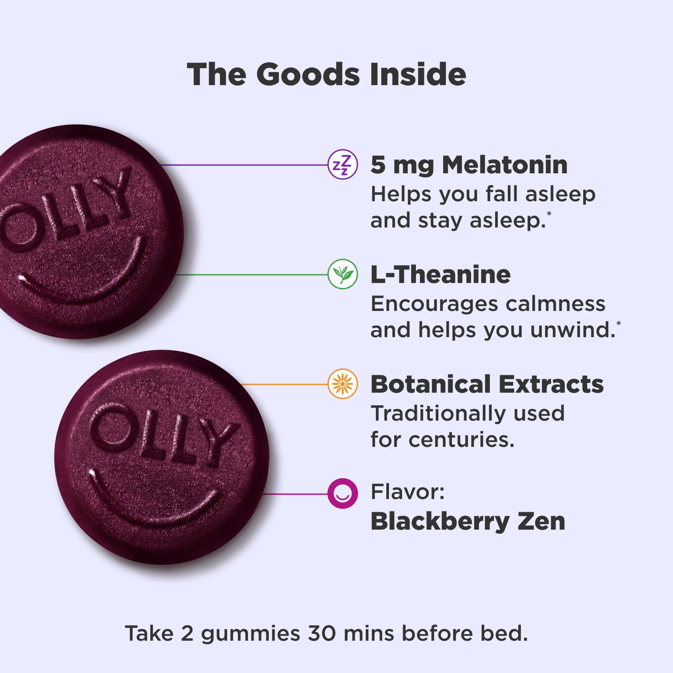 (3 pack) OLLY Extra Strength Sleep Gummy Supplement, 5mg Melatonin, Blackberry Zen Flavored, 50 Count