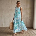 thumbnail image 3 of Xixirimido Vibrant Tropical Palm Leaf Print Maxi Dress for Women Crewneck Sleeveless A-line Casual Dresses Summer Beach Vacation Long Dresses Flowy Sundress with Pockets, Medium, 3 of 7