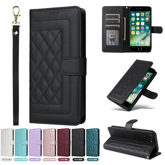 JTCASES Compatible with iPhone 7/8 Plus 5.5 inch Case Wallet Flip Folio Case [Kickstand] with RFID Blocking Card Holders [Shockproof] and Wrist Strap Phone Cover for Men Women Girls, Black