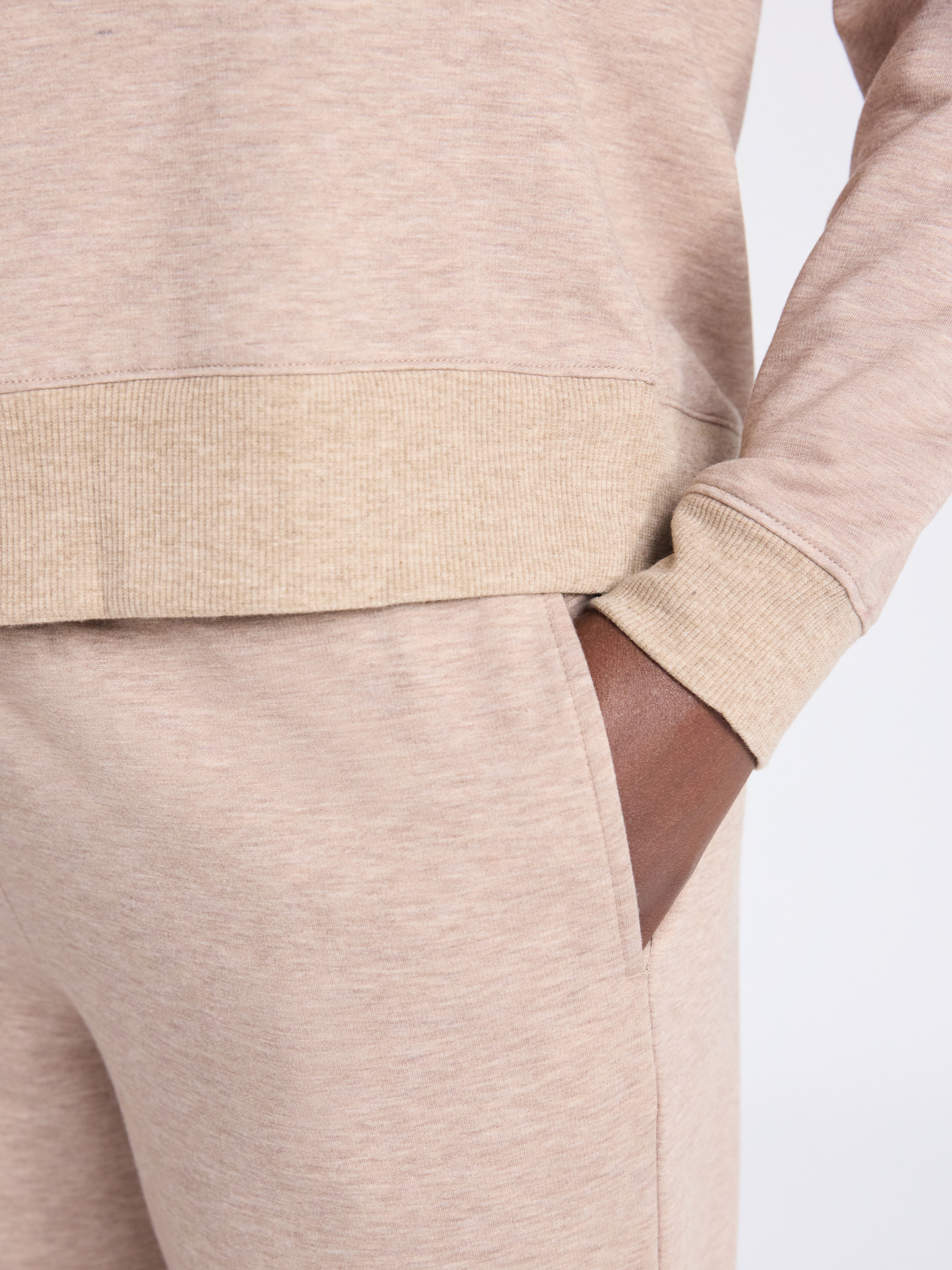 Joyspun Women's Fleece Long Sleeve Top and Straight Leg Pants Lounge Set, 2-Piece, Sizes XS-3X