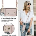 thumbnail image 4 of ShellTech for iPhone 15 Case with Card Holder and Strap - Zipper Pocket,Lanyard Strap,Credit Card Holder,Stand Ring,Cute Phone Wallet Case for Women,Rosegold, 4 of 10